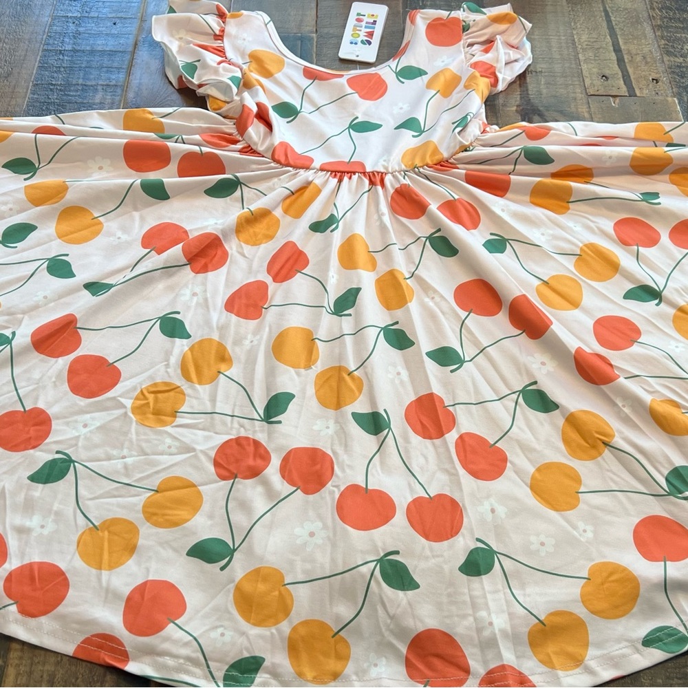 Dot Dot Smile size 3/4, 5/6, 7 or 8/10 girls sweet Cherries Empire twirl dress